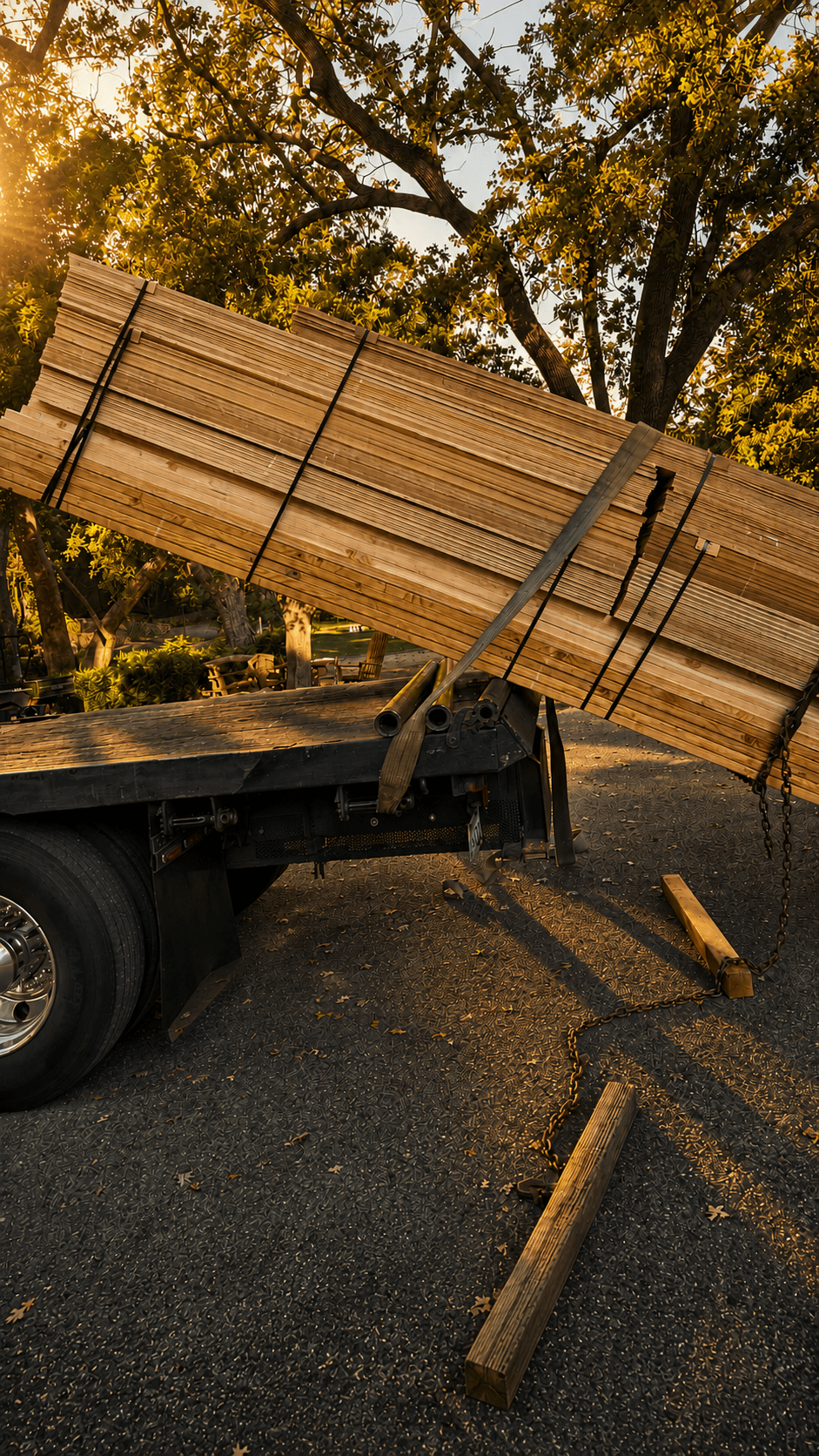 Lumber loads leaving the Studio Supply yard for same-day delivery